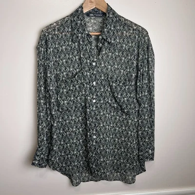 Top para mujer Zara manga larga cachemir transparente con botones talla mediana usado en excelente estado Foto 1 de 4