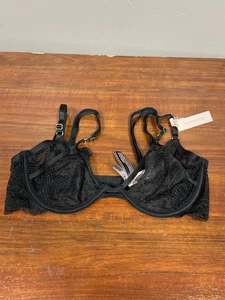 Victoria's Secret Sujetador Demi Corte Bajo Muy Sexy 34D Negro Encaje Floral - Imagen 1 de 2