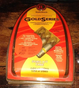 Radio Shack 3 FT Stereo A/V Cable Audio Video 24K Gold Plated Connectors 15-3020 - Picture 1 of 3