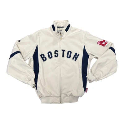 Cooperstown Majestic Red Sox cream and blue jacket Size Medium - Image 1 of 4