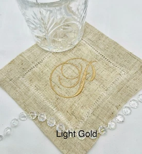 Beige, Cocktail Napkins, Embroidered, Monogrammed, 6 for $21.95 / 12 for $38.95 - Picture 1 of 5