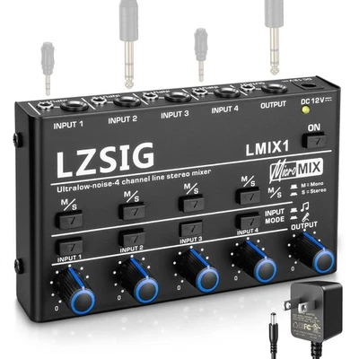 LZSIG Mini Audio Mixer, Stereo Line Mixer für Sub-Mixing, Ultra Low-Noise, 4- - Bild 1 von 4