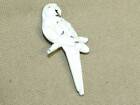 Vintage Park Lane White Enamel Parrot on a Perch Pin Brooch