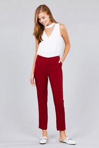 Women's Burgundy Seam Side Pocket Classic Long Pants (S)