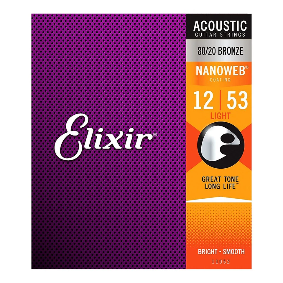 Elixir 80/20 Nanoweb Fosforo Bronzo Corde per Chitarra Acustica Luce (12-53)/11052 - Immagine 1 di 1