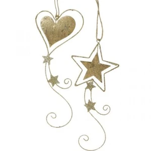Weihnachtsbaum Anhänger Set Golden Herz Stern Deko Weihnachten Vintage 4er-Pack - Bild 1 von 3