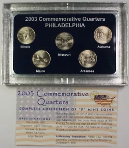 Quartieri commemorativi 2003 set 5 monete totali in astuccio con certificato di autenticità Philadelphia Mint - Foto 1 di 3
