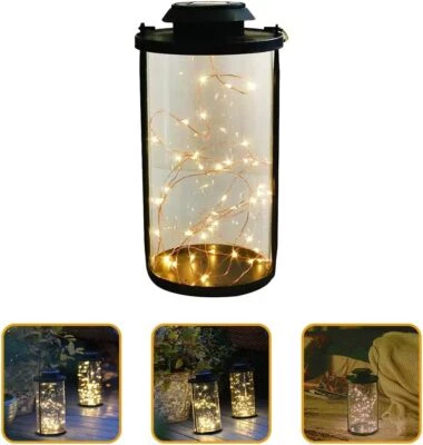 LED Glaszylinder Solarlaterne + Akku Laterne Dekolicht Glas Solarlampe Laterne - Bild 1 von 4