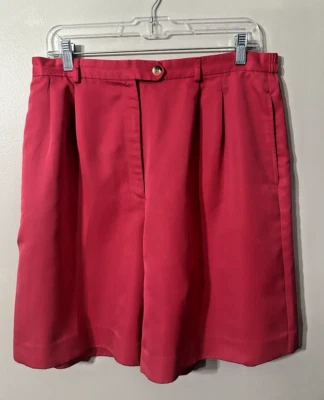 Pantalones cortos para mujer Tahari tiro alto frente plano talla 16 rosa intenso Foto 1 de 4