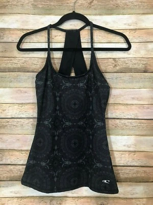 Oneill 365 Women Openback Tank Activewear sz Small Black & Gray Floral — 第 1/4 张图片