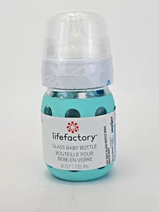 Lifefactory Glass Bottle Teal Silicone Sleeve 8 Oz Wide Neck With Lid New - Picture 1 of 5