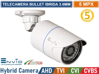 TELECAMERA IBRIDA BULLET 4IN1 AHD CVI TVI CVBS 3.6MM 5MP SONY STARVIS IP66 - Immagine 1 di 3
