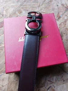 FERRAGAMO REVERSIBLE BROWN LEATHER BELT REGULAR BUCKLE BLACK FITS 24 - 42 - Picture 1 of 3