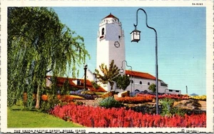 Union Pacific Depot Boise Idaho Linen Deckle Edge Postcard - Picture 1 of 2