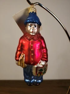 Patricia Breen Boy with School Lunch Christmas Tree Ornament Red Shirt Child - Picture 1 of 8