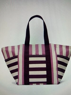Victoria’s Secret PINK Striped Large Tote Weekender Beach Canvas Bag NEW - Image 1 of 4