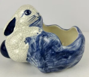 VINTAGE THE POTTING SHED DEDHAM POTTERY BUNNY RABBIT & CABBAGE PLANTER. Easter - Picture 1 of 13
