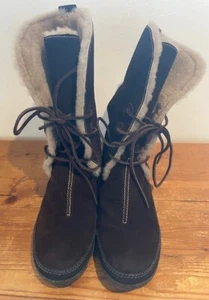 + Damen Clarks Winterstiefel Stiefeletten braun gefüttert Gr. 40 + - Bild 1 von 7