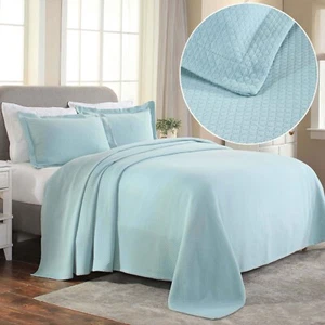 Solitaire Cotton Matelasse Decorative Bedspread and Pillow Sham Set - Picture 1 of 46