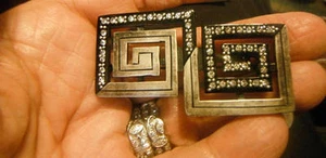 RARE AUGUSTE BONAZ FRENCH ART DECO PIN BROOCH 20s book piece Rhinestones painted - Picture 1 of 4