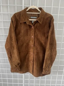 Jessica Holbrook Wildlederjacke braun Knopfleiste Leder Damen Größe L " - Bild 1 von 17