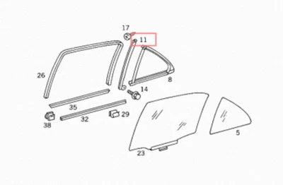 Mercedes-Benz Rear RH Door Window Staybar - 202-730-04-19 - For MBZ C220 & More - Изображение 1 из 4