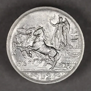 1916 Italy Silver 2 Lire Lustrous - Picture 1 of 2