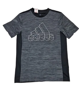 Adidas Boys T-Shirt Age 13-14 Years Black Grey Excellent Condition Sports Top - Picture 1 of 4