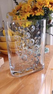 Vintage Space Age transparente Blase Glas 3D Blase Vase 10,5" wunderschön schwer - Bild 1 von 12