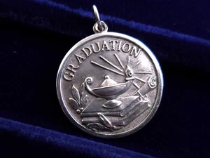 Vintage Sterling Silver Graduation Bracelet Charm - Picture 1 of 3