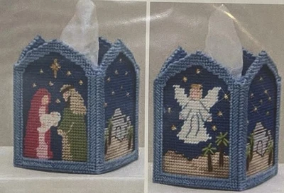 Caja de pañuelos Mary Maxim Noche Santa cubierta kit de lona de plástico azul Navidad 20145 Foto 1 de 3