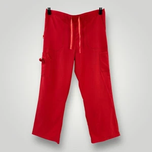 Carhartt Scrubs Pant Womens Large Petite Red Cargo Drawstring Medical C52110P - Picture 1 of 7