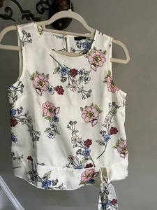 TALBOTS NWT Womens Sleeveless Floral Side Tie Waist Blouse Polyester 2P - Picture 1 of 7