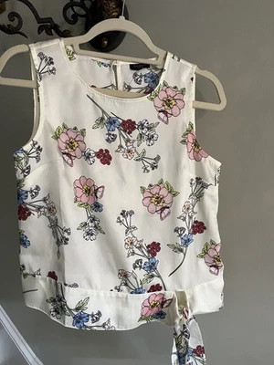 TALBOTS NWT Womens Sleeveless Floral Side Tie Waist Blouse Polyester 2P - Image 1 of 4