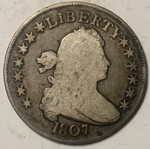 1807 DRAPED BUST HALF DOLLAR EXCELLENT TYPE COIN VERY GOOD Cover