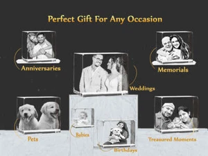 3D crystal Photo block - personalized photo and text -  Large - Memorable gift - Picture 1 of 9