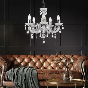Kronleuchter Pendelleuchte Hängelampe Wohnzimmerlampe 5-Flammig E14 Chrom D 44cm - Bild 1 von 12