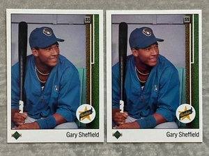 (2) 1989 Upper Deck GARY SHEFFIELD "Upside Down SS" Error & Corrected Cards #13 - Picture 1 of 2