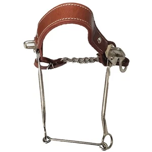 New Flat Leather Nose Mechanical Horse Hackamore Bit - Picture 1 of 5