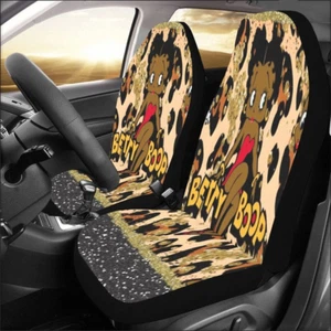Fundas de asiento de coche Betty Boop con estampado de leopardo africano, elegantes accesorios de coche negros - Imagen 1 de 5
