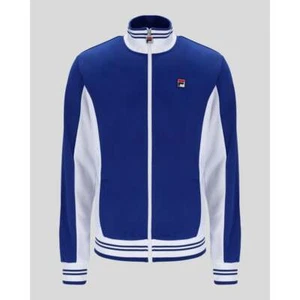 FILA MANNE JACKET SURF THE WEB -YARN DYED SETTANTA INSPIRED ZIP TOP - WHITE BLUE - Picture 1 of 2