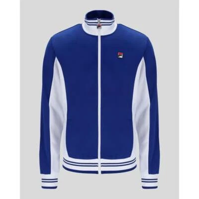 CHAQUETA FILA MANNE SURF THE WEB - TOP CON CREMALLERA INSPIRADO EN SETTANTA TEÑIDO CON HILO - BLANCO AZUL Foto 1 de 2