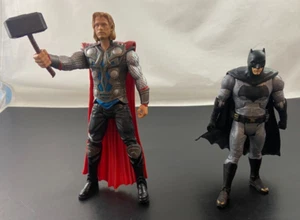 THOR MARVEL 8” WITH HAMMER /MATTEL DC MULTIVERSE BATMAN VS SUPERMAN ADJUSTABLE - Picture 1 of 11