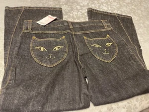 NEW Gymboree KITTY GLAMOUR (SZ 12) Siamese CAT Blue DENIM Jeans Pants ADJ WAIST - Picture 1 of 11