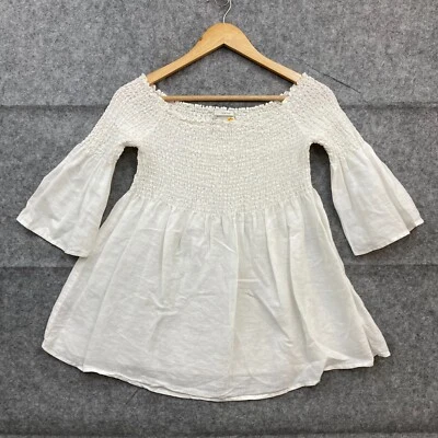 C&C California Linen Top Womens S Small Off Shoulder Stretch Coastal 21220 - Image 1 of 4