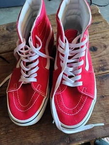 Vans Unisex 500714 Red High Top Shoes Sneakers Size M6.5/W 8 - Picture 1 of 7