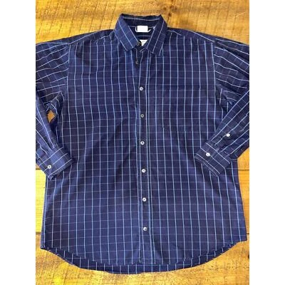 Mens Luciana Barbera Blue Dark Purple Soft Made in Italy Button Down Shirt L - Image 1 of 4