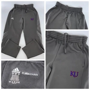 Kansas Jayhawks Adidas Sweatpants Mens S Gray Clima Warm Polyester YGI V4-237 - Picture 1 of 11