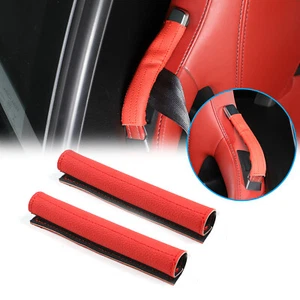 Red Leather Car Seat Belt Fixed Trim Protector Pad For Jaguar F-TYPE 2013-2024 - Picture 1 of 12