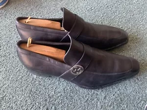 GUCCI Men's Black Leather GG Logo Loafers Tom Ford Era 9D - Picture 1 of 7